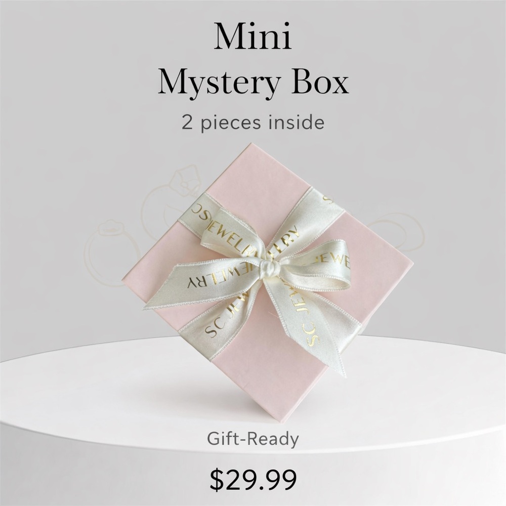 Mini Mystery Jewelry Box 2 Pieces Gift-Ready Gold Plated Stainless Steel Jewelry
